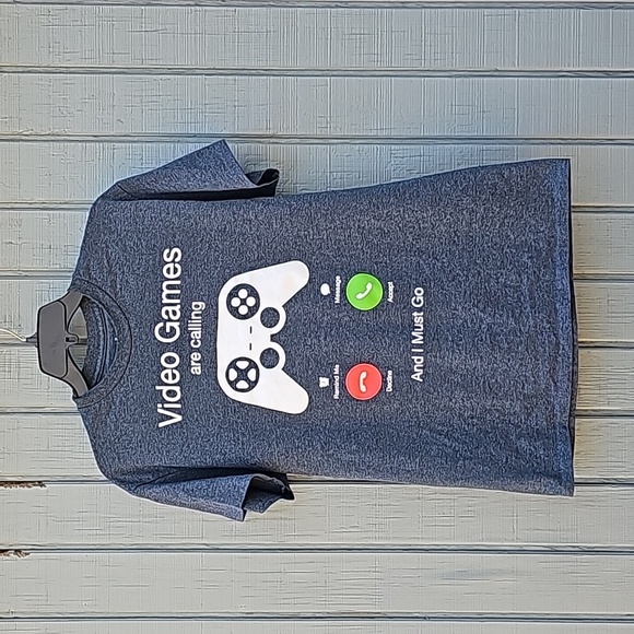 Men's Medium Video Games Are Calling T-Shirt Controller Gray Short Slv Tee Used - Picture 9 of 9